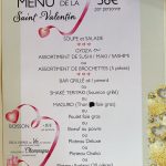 Menu de la Saint-Valentin au restaurant